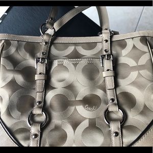 Coach Zip Top Tote Taupe Handbag